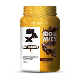 100% Whey Max Titanium Dr. Peanut Sabor Bombom Italiano Com 900g em Oferta na Shopee