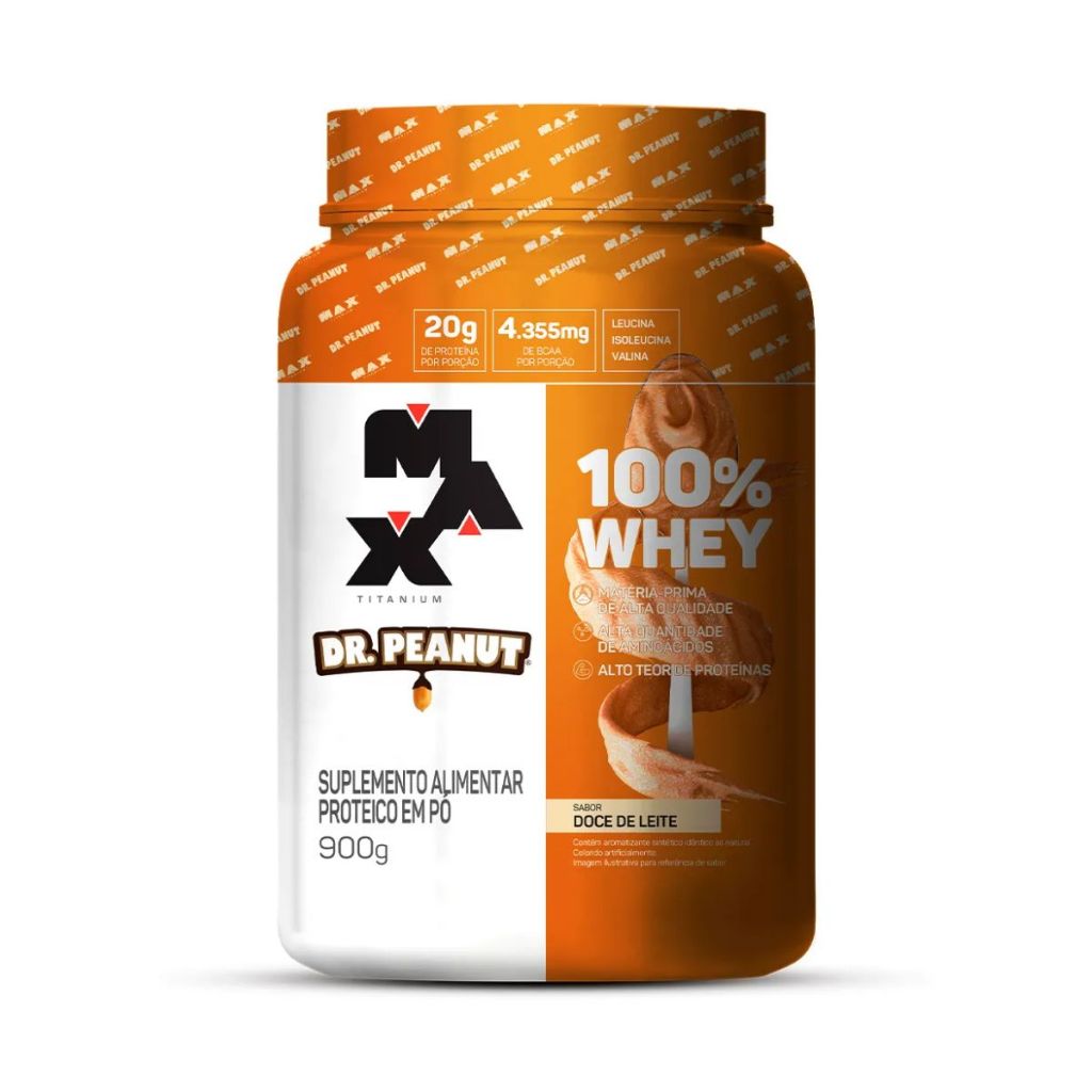 100% Whey Max Titanium Dr. Peanut Sabor Doce De Leite Com 900g - Health