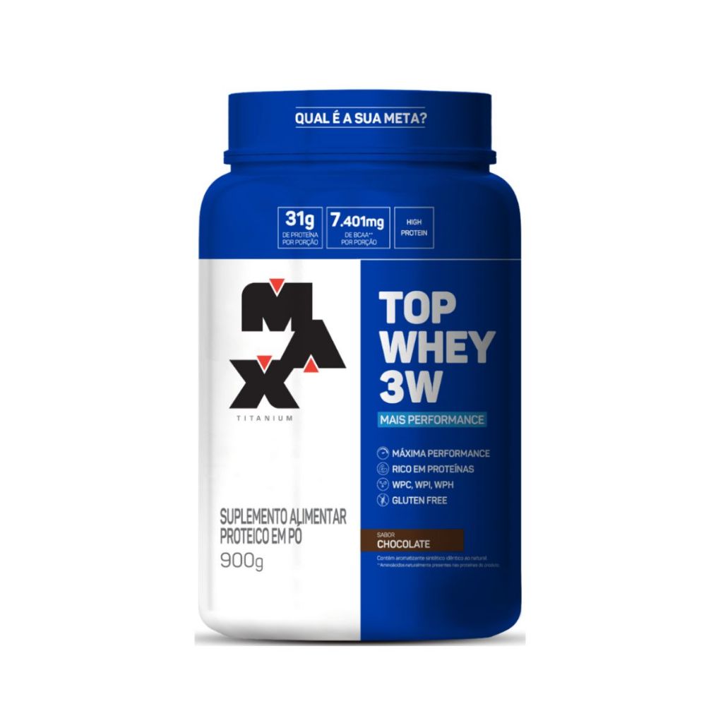 Top Whey 3W + Performance Max Titanium Chocolate 900g em Oferta na Shopee