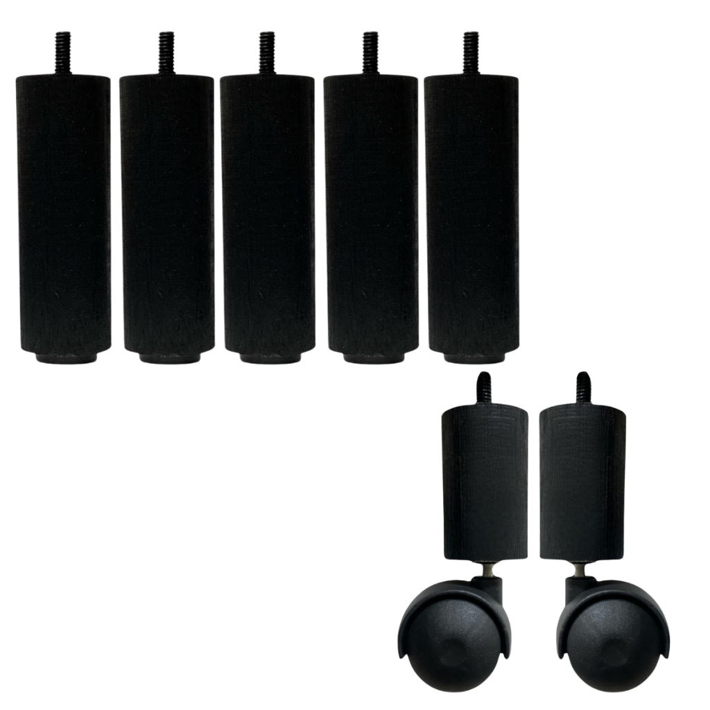 Kit de 7 Pé para cama Box Casal de 12cm altura 5 fixo 2 Rodinhas pés de cama box rodizio roda