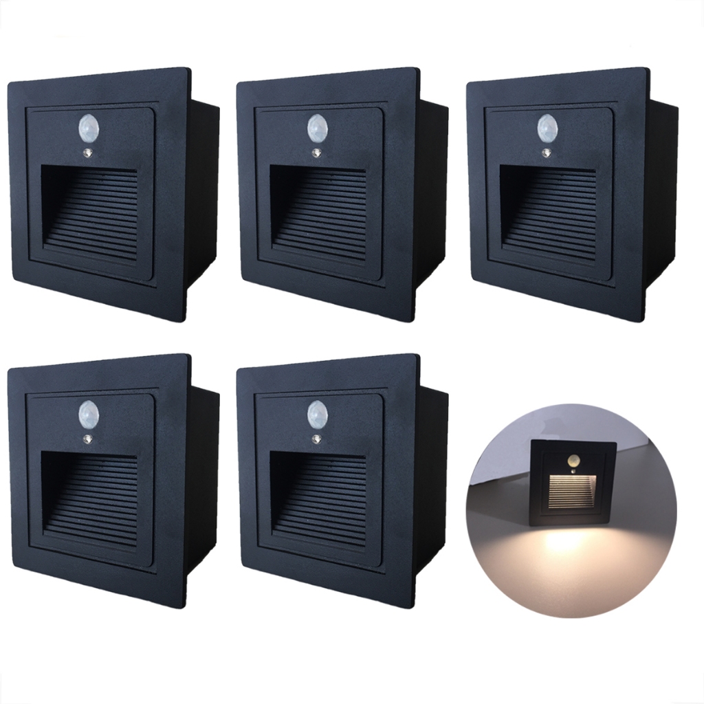 5 Balizador Embutido Com Sensor De Presenca Parede Led Lup72