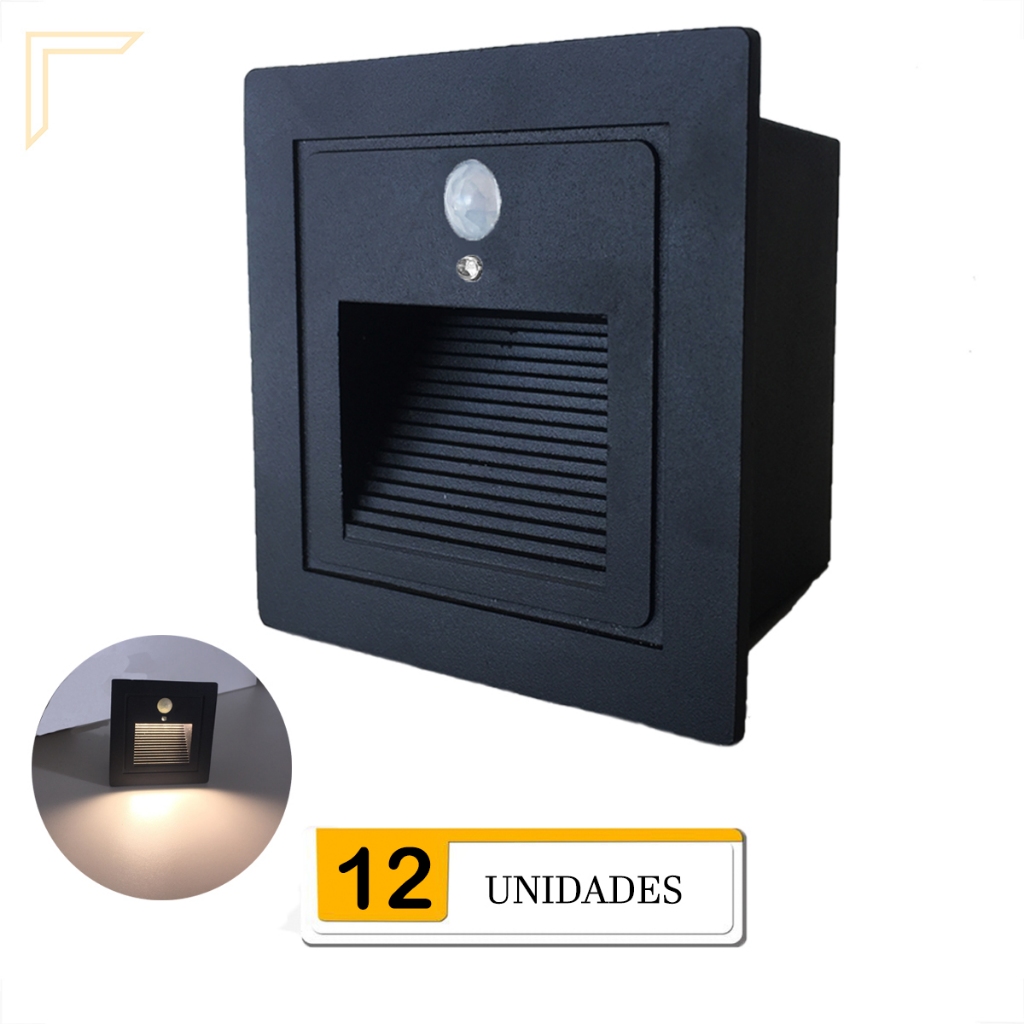 12 Balizador Embutir Com Sensor De Presenca Parede Led Lup72