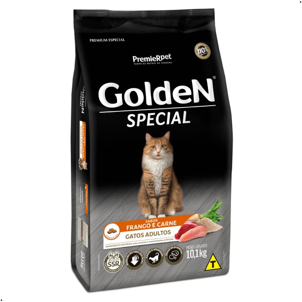 Ração Golden Special Gatos Adultos 10,1Kg Ração Golden Gatos 10Kg Sabor Frango e Carne Ração Gato
