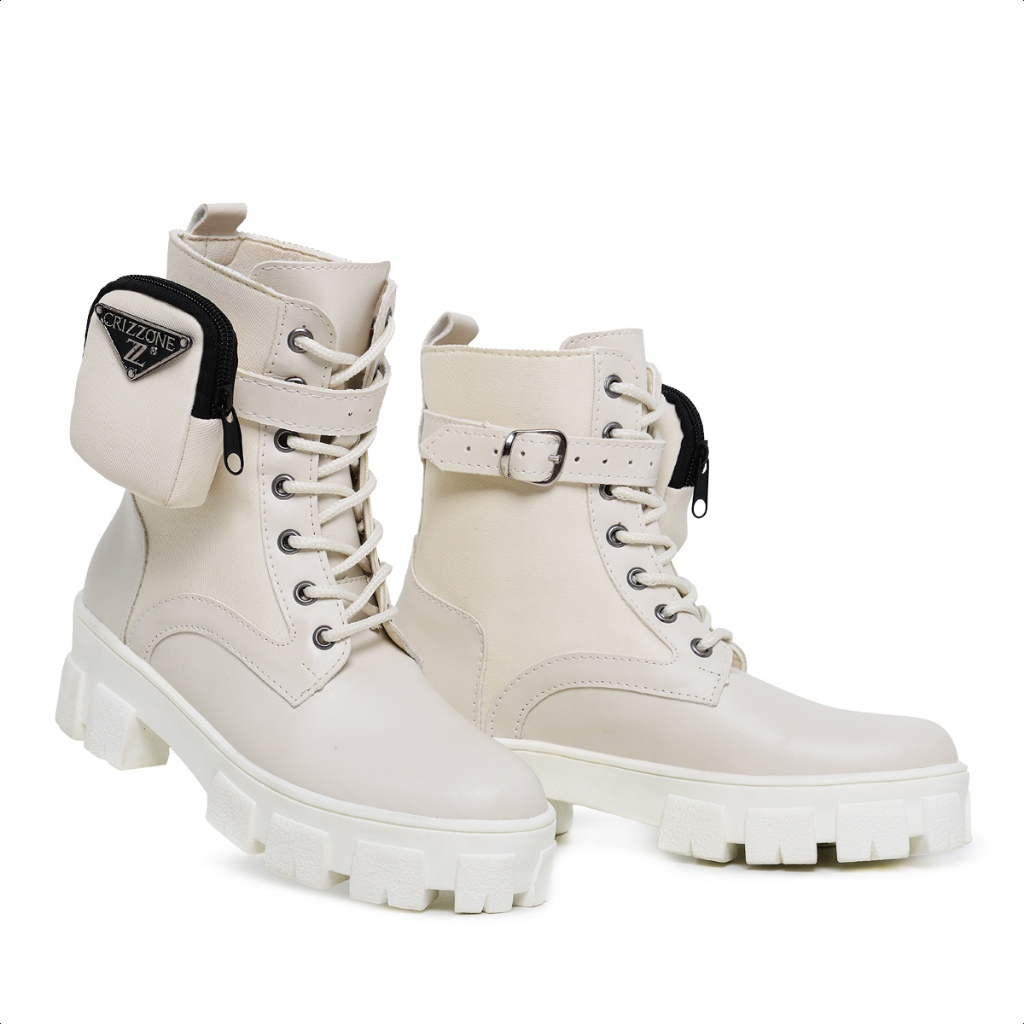 Coturno Militar Feminino Off White - Plataforma Tratorada, Conforto e Estilo Trendy 2024