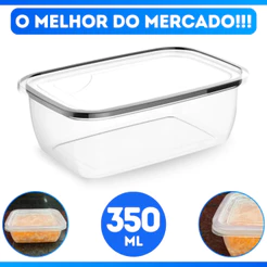 Marmita Fitness 350ml Freezer E Microondas Potes Plástico Com Tampa Vedação Segura