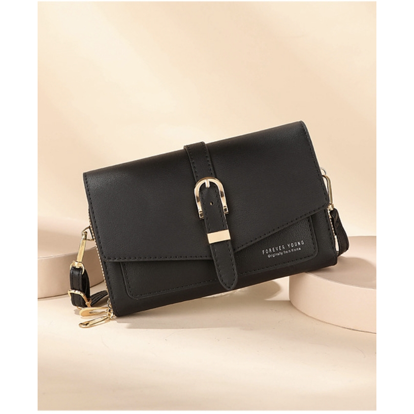 Carteira feminina longa com fivela magnética e vários compartimentos, porta-moedas com zíper moderno em Oferta na Shopee