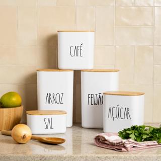 POTE HERMÉTICO WHITE E BAMBU em Oferta na Shopee