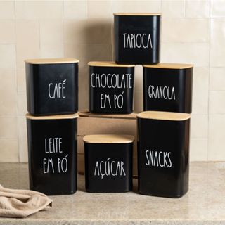 POTE HERMÉTICO BLACK E BAMBU em Oferta na Shopee