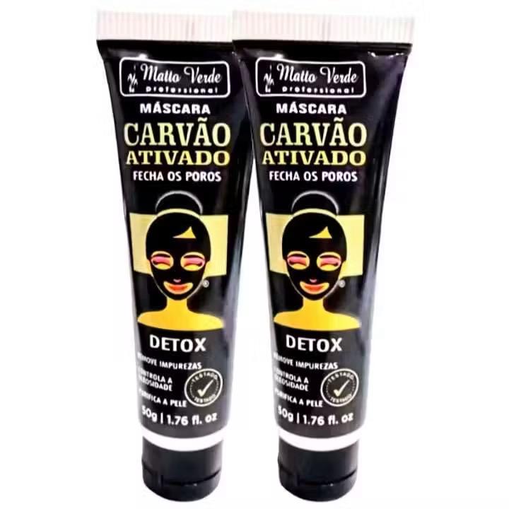 Kit 2 Unid Máscara Facial Carvão Ativado Detox - Matto Verde 50g