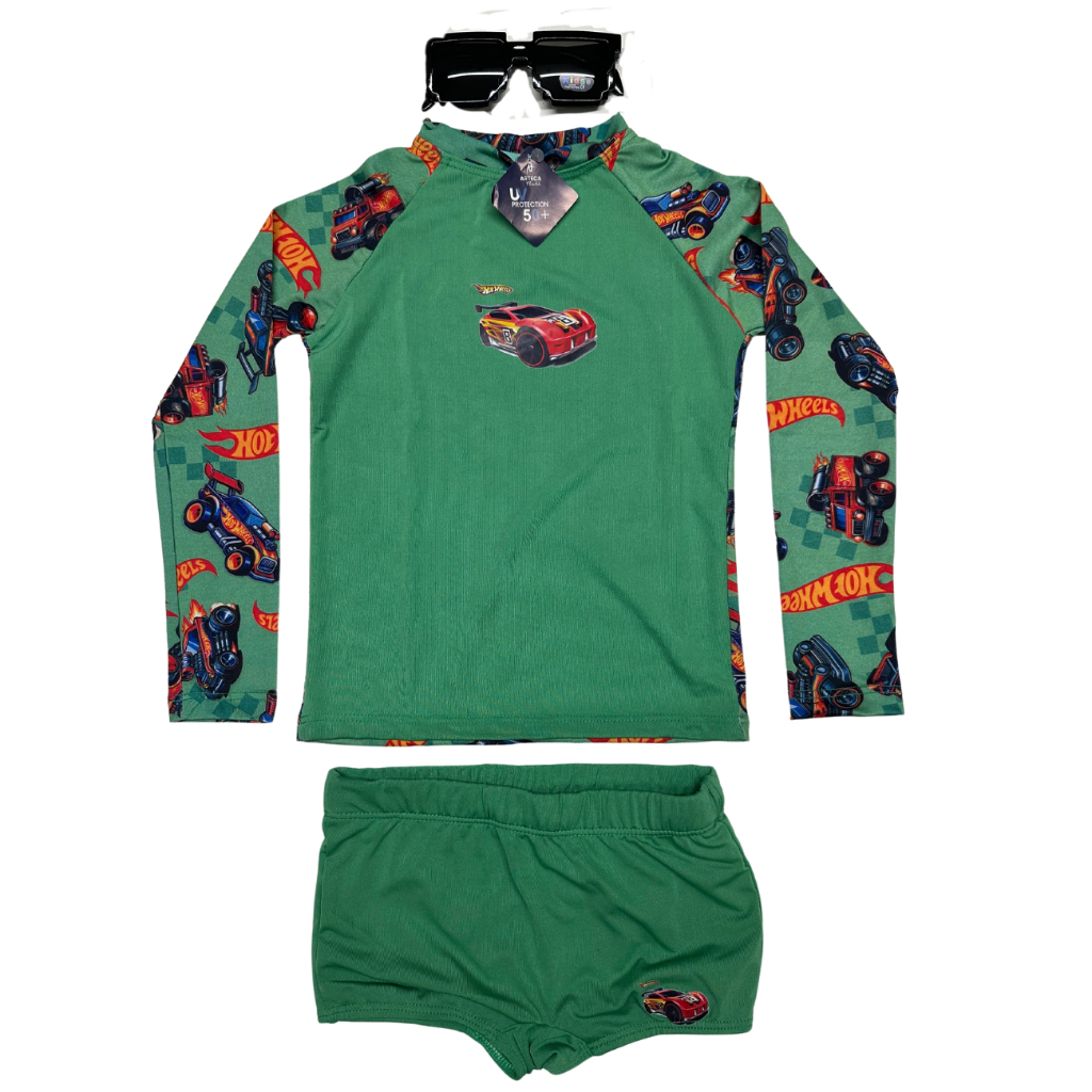 Conjunto PRAIA PISCINA NATAÇÃO UV50  MENINO  + Óculos de SOL  PROTEÇÃO E ESTILO