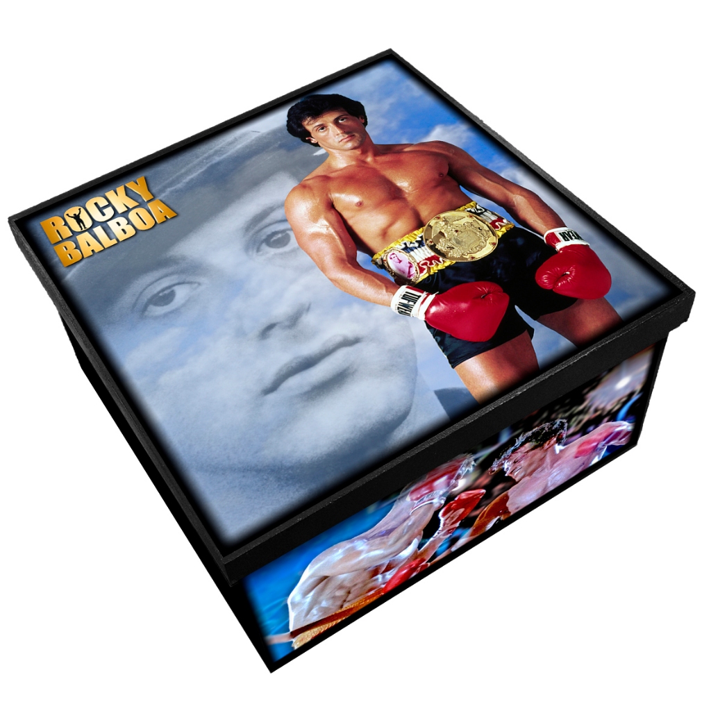 Caixa Organizadora e Decorativa - Rocky Balboa - Sylvester Stallone - De Madeira Mdf