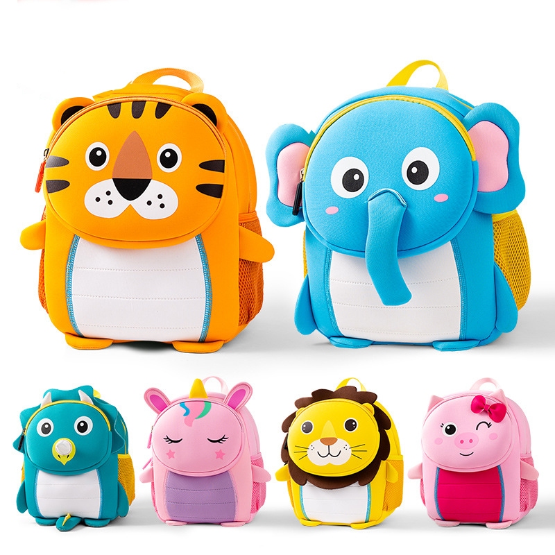 Mochila Escolar Infantil 3D Animais Zoo Menino e Menina com Alças Acolchoadas e Zíper Durá...