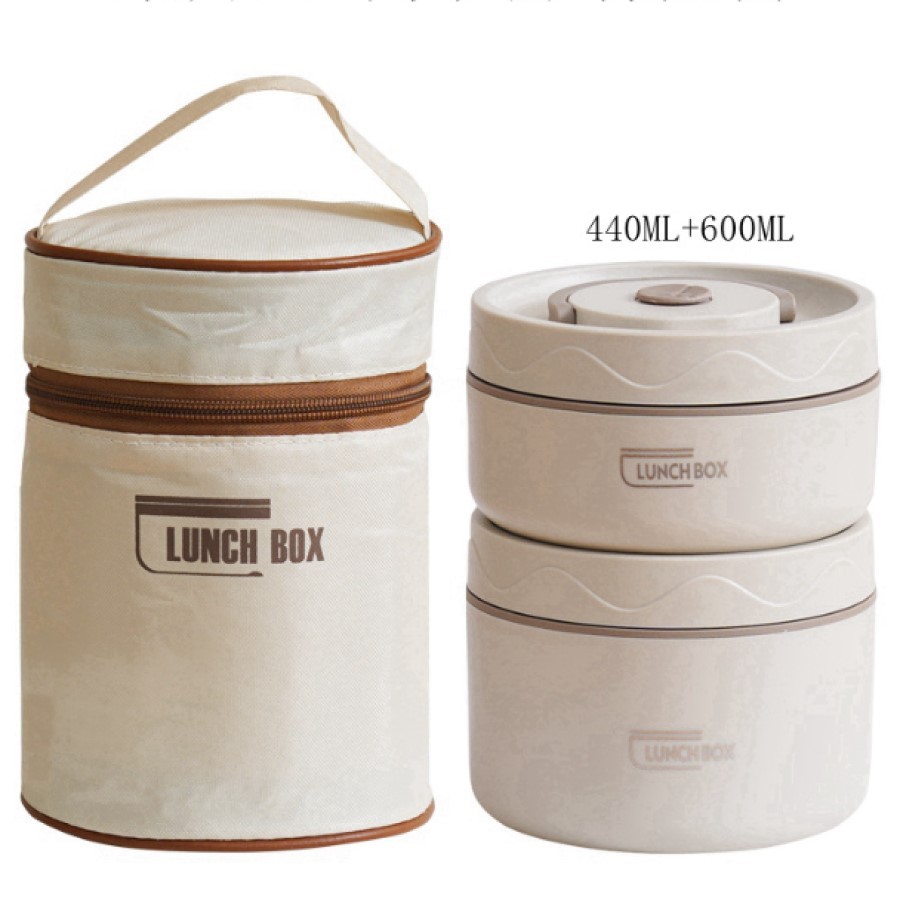 kit 2 Lancheira de aço inoxidável 304 com função de micro-ondas, lancheira isolada portátil com tigela de arroz e pote