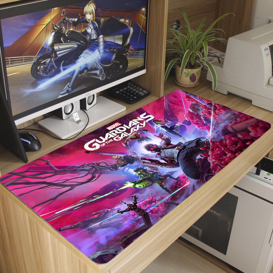 Mouse Pad Gamer Guardiões da GalaX Antiderrapante Grande 70x35 80x35 90x40 90x50 Cm Borda Costurada