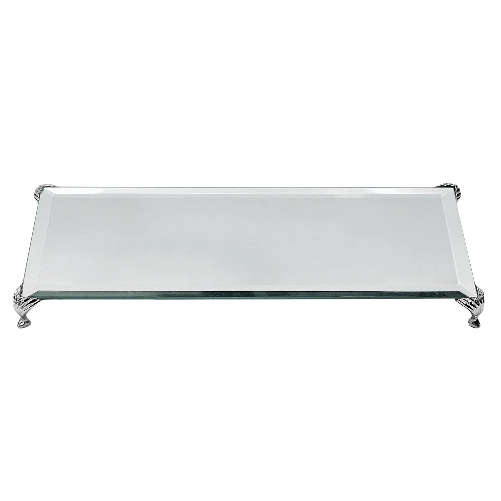 Bandeja Espelhada Vidro Bisotado Sala Lavabo Banheiro 26x10