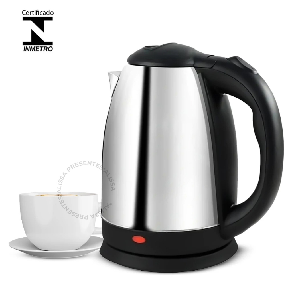 Chaleira Elétrica Térmica Bule Com Tampa Inox 1,8L Preto E Inox-220V