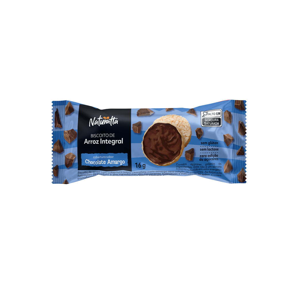 Imagem Biscoito Arroz Chocolate Zero Açúcar Naturatta 16 g - Vegano