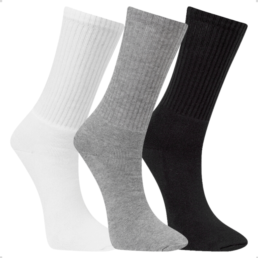 Kit 3 Pares De Meia Algodão Unissex Masculina Feminina Cano Longo Esporte Esportiva Casual