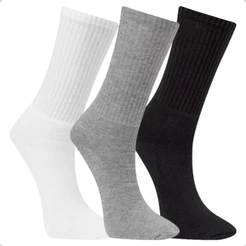 Kit 3 Pares De Meia Algodão Unissex Masculina Feminina Cano Longo Esporte Esportiva Casual