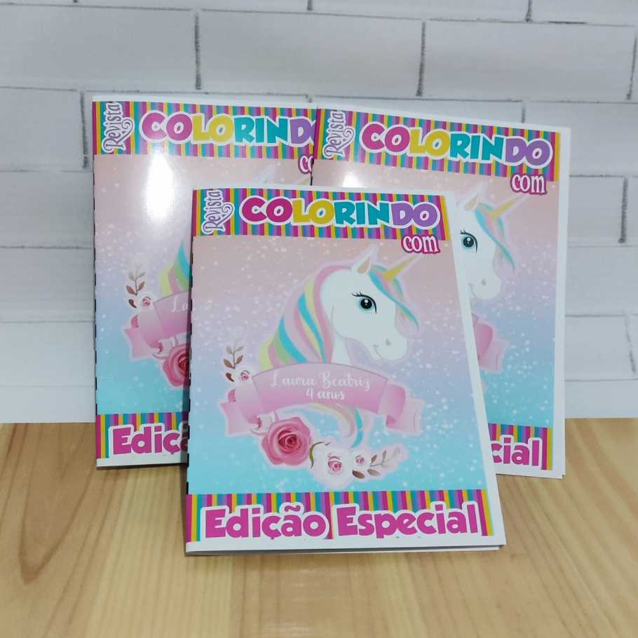 Revistinha de Colorir Unicornio Personalizada – Lembrancinha de Aniversário Infantil