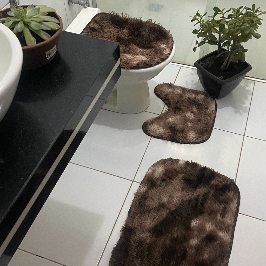 Jogo de Tapetes para Banheiro 3 Peças Felpudo