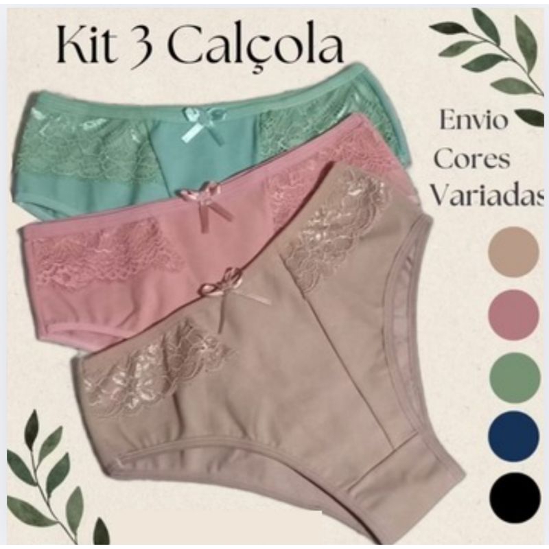 Kit 2/3/5/8 Calçola Senhora Algodão Cós Alto Calcinha Senhora Confortável - RENDA em Oferta na Shopee