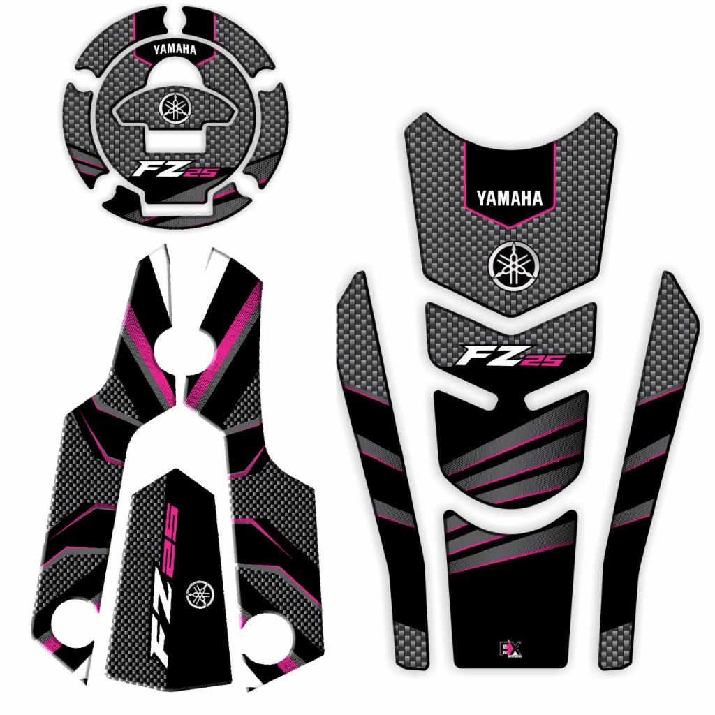 Adesivo Protetor Tanque + Escapamento Fz25 Bocal TankPad Fazer 250 Yamaha Rosa Pink