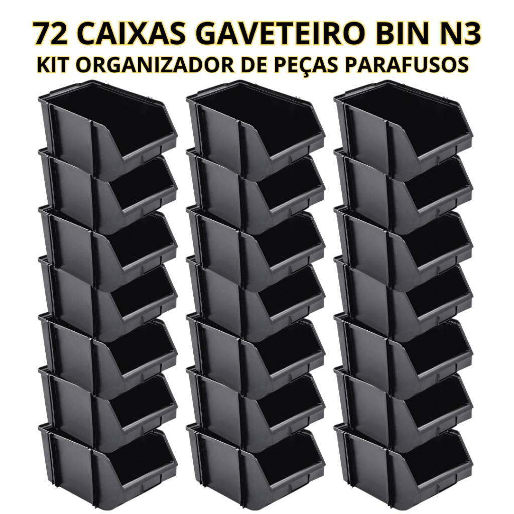 72uni Caixa Bin 3 Gaveta Gaveteiro Organizador Plástico Para Pratelheira Organizadora - Plasconex