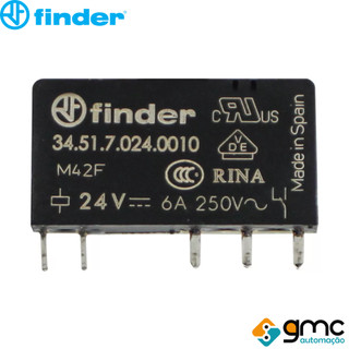 Relé Slim Eletromecânico 24vcc 6a 1naf Para Base 93 Finder