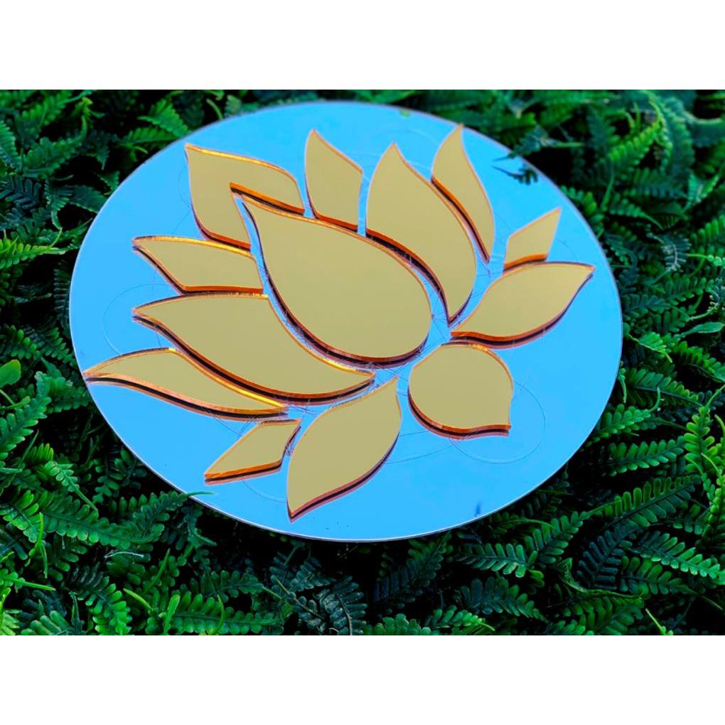 Quadro decorativo espelhado Flor de lotus cubo metatron geometria sagrada aplique decorativo yoga