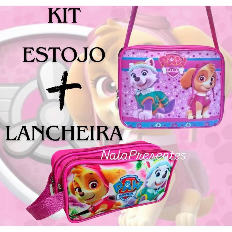 Kit Lancheira Térmica + Estojo Escolar Patrulha Canina Skay Rosa