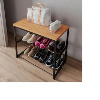 Sapateira Banco Vero Estilo Industrial Para Hall de Entrada 2 Prateleiras de Aço em Oferta na Shopee