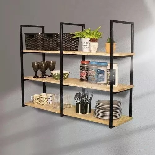 Prateleira Industrial Suspensa Cozinha Sala Quarto Decorativa Organizadora Design Rústico e Elegante