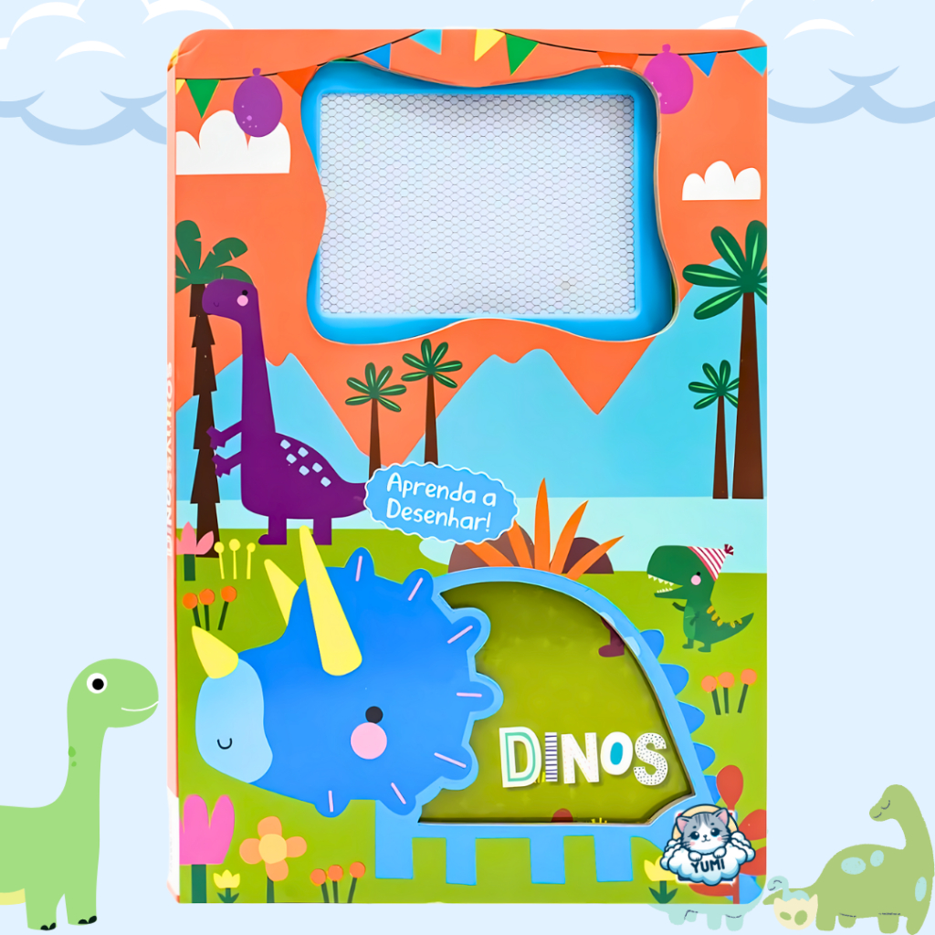 Livro De Desenho Infantil Dinossauros Com Lousa Mágica + Caneta - Desenhe E Apague Premium em Oferta na Shopee