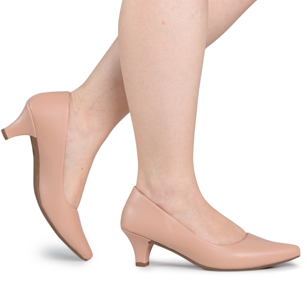 Sapato Scarpin Bico Fino Feminino Salto Fino Baixo Social Casual Confortável Via Angel 8801
