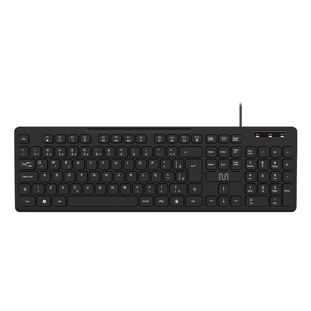 Teclado Com Fio Cabo de 180cm Teclas Redondas USB Preto Multi (Multilaser) - TC294 - Computers & Accessories