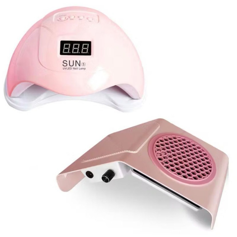 kit Manicure Iniciante Alongamento Cabine De Unha gel Sun 5 48w Forninho + Aspirador Coletor De Pó Sugador Um Cooler