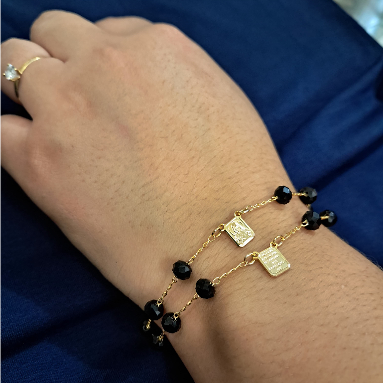 Pulseira de Escapulário Nossa senhora Aparecida folheada a Ouro 18k