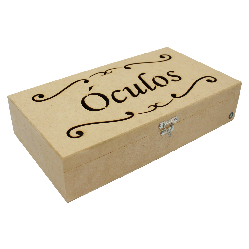 Caixa Porta-Óculos com 5 Compartimentos e Tampa Laser 7x18x33 cm MDF Cru
