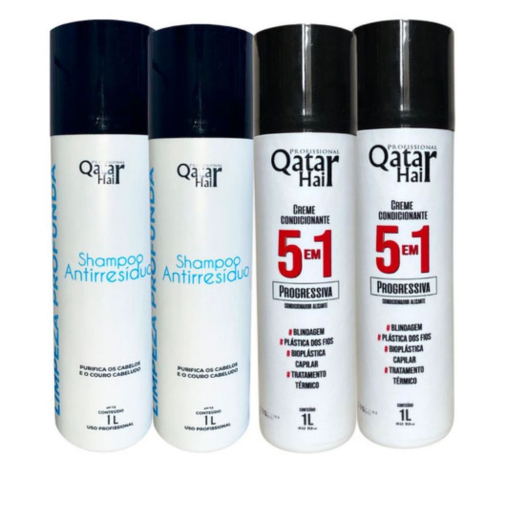 2 Kits Escova Semi Definitiva 5 Em 1 Qatar Hair 4x1litro