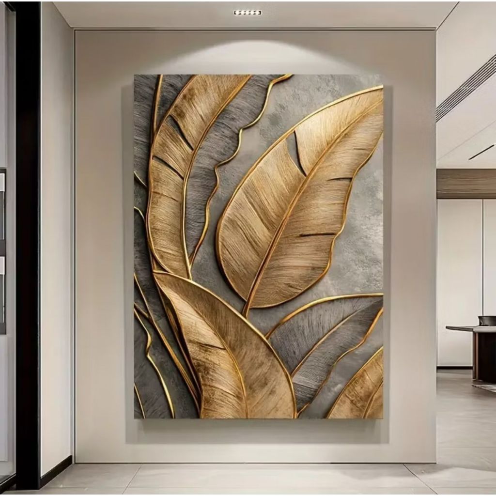 Quadro decorativo Grande Folhas douradas Decoração moderna gold em Oferta na Shopee