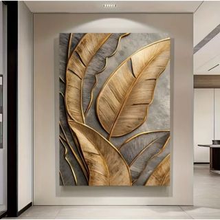 Quadro decorativo Grande Folhas douradas Decoração moderna gold em Oferta na Shopee