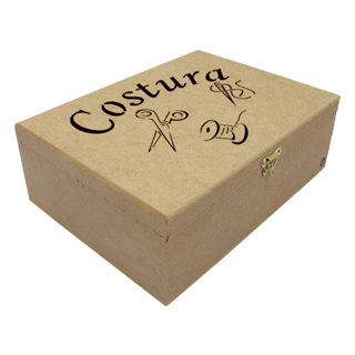 Caixa Organizadora de Costura com 4 Divisórias, Porta-Linhas e Tampa Laser 10x22x30 cm MDF Cru em Oferta na Shopee