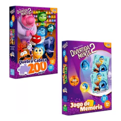Kit Jogo da Memória & Quebra Cabeça 200 Peças Divertida Mente 2 - Toyster 8077/8078