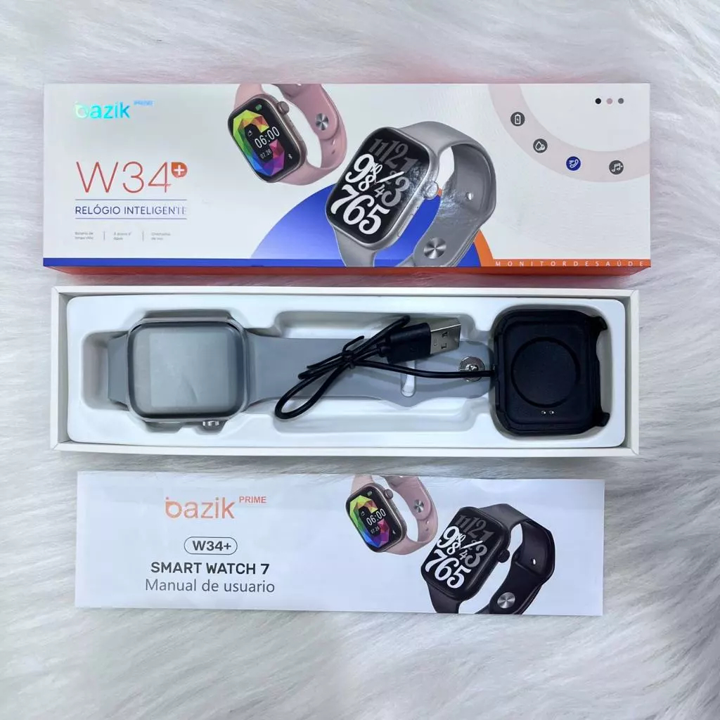 Basike Relogio Inteligente Smartwatch W34 Plus Chamadas Esportivo Masculino Feminino