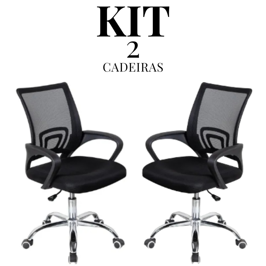 Kit 2 Cadeiras com Rodas Giratória de Escritório