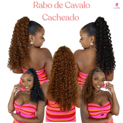Aplique Rabo De Cavalo Cacheado Com Presilha Removivel Fibra 100% Bio Organica - Volumoso -Blogueira