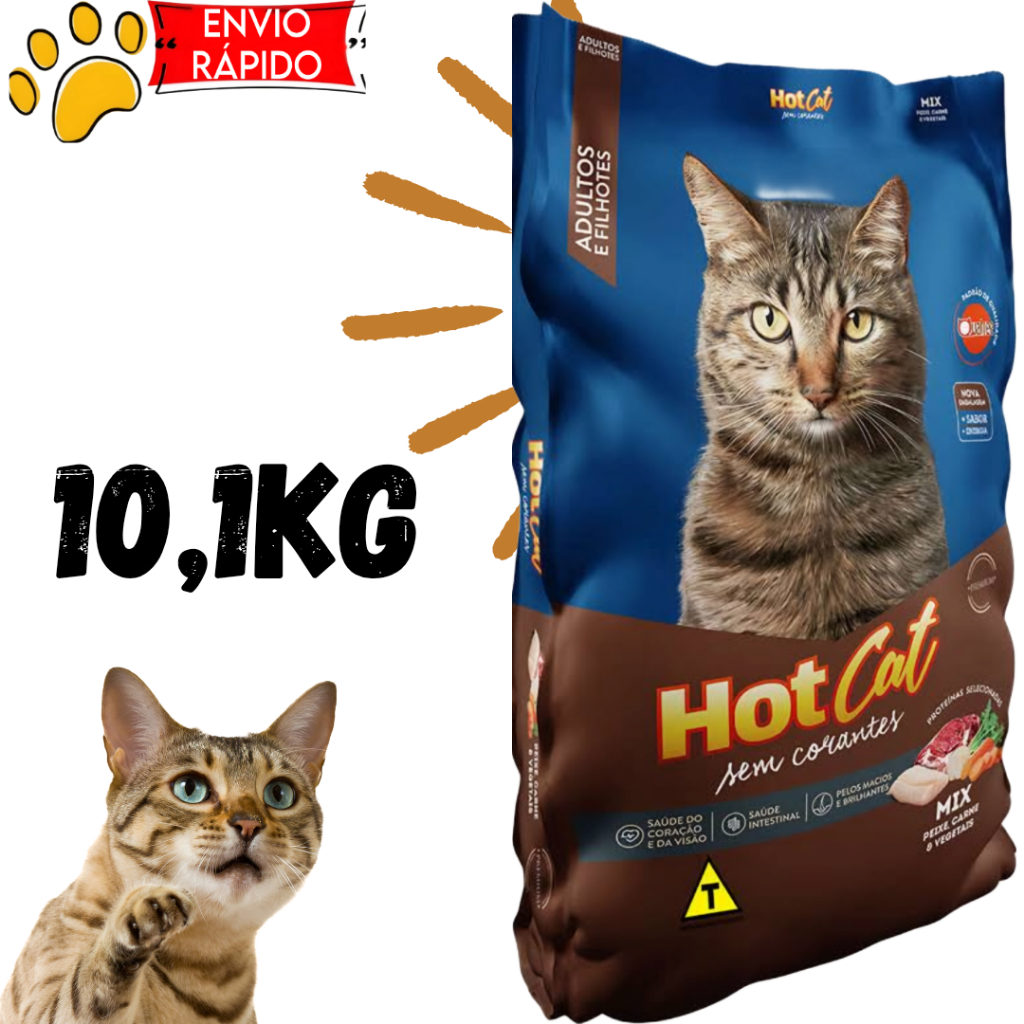 Ração para gatos adultos e filhotes Hot Cat  Mix 10,1kg- Envio Rápido em Oferta na Shopee
