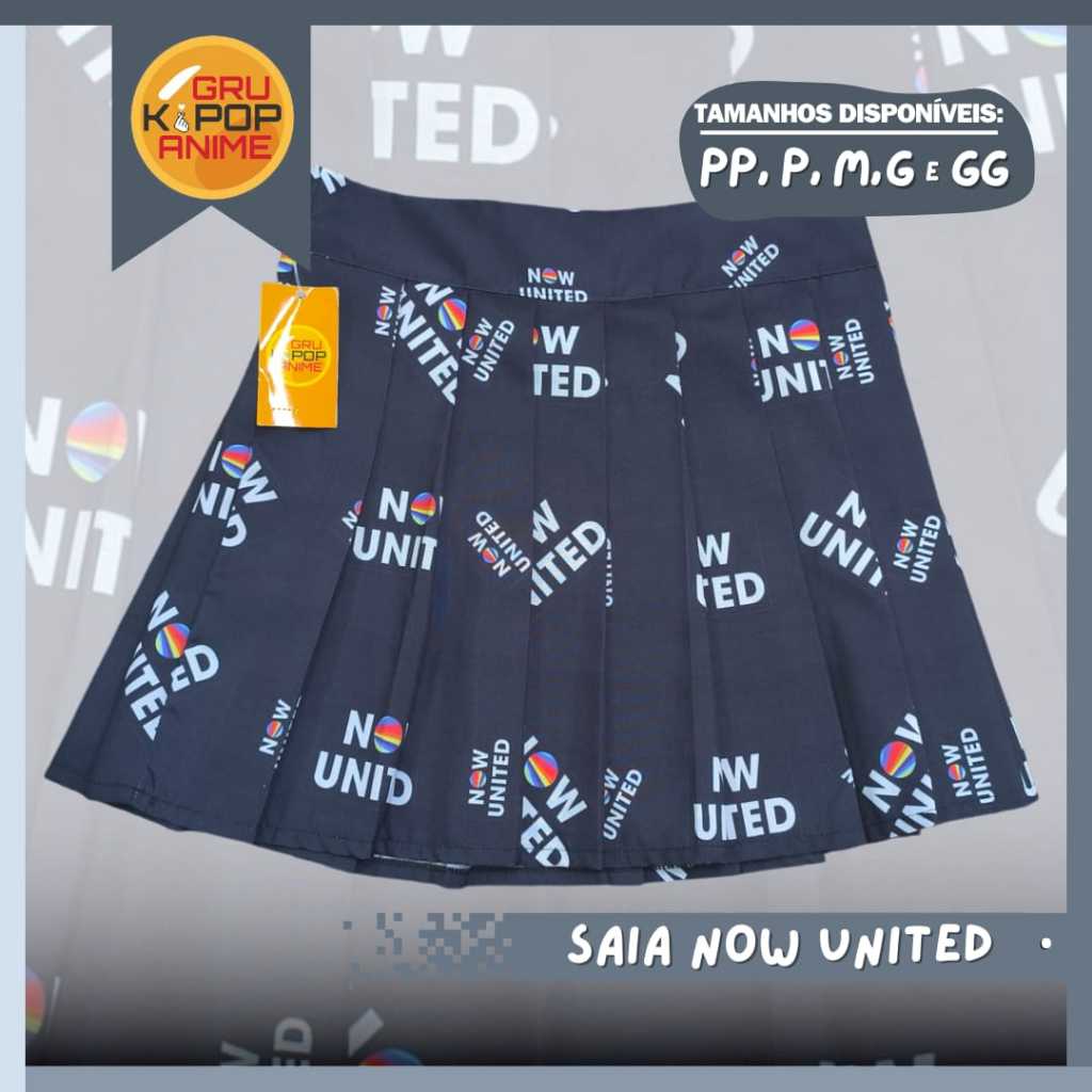 Saia Plissada Now United Colegial de Pregas moda feminina coreana Kpop Anime Cute Kawaii cintura alta