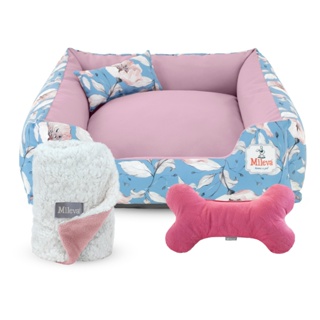Cama Pet Oxford + Coberdrom + Brinquedo Ossinho 04 Peças - Coleção Jardine - Vip 2 em Oferta na Shopee